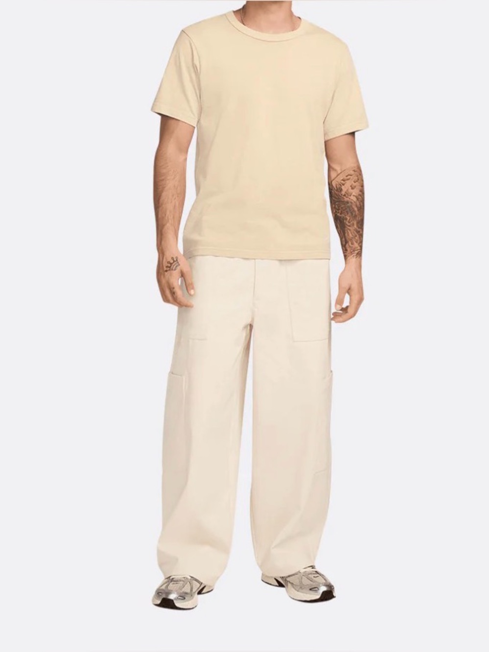 Nike Life Men's Utility Cargo Baggy Pants Denim Oversized Ivory Size L New $120